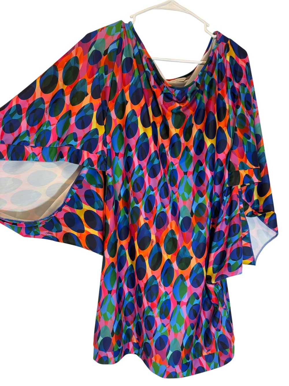 Trina Turk Geometric Kaleidoscope Logo Print Tunic / Dress / Swim Cover Up Large - Picture 9 of 16